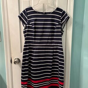 Tommy Hilfiger Blue A-Line Midi Dress Crew Neck